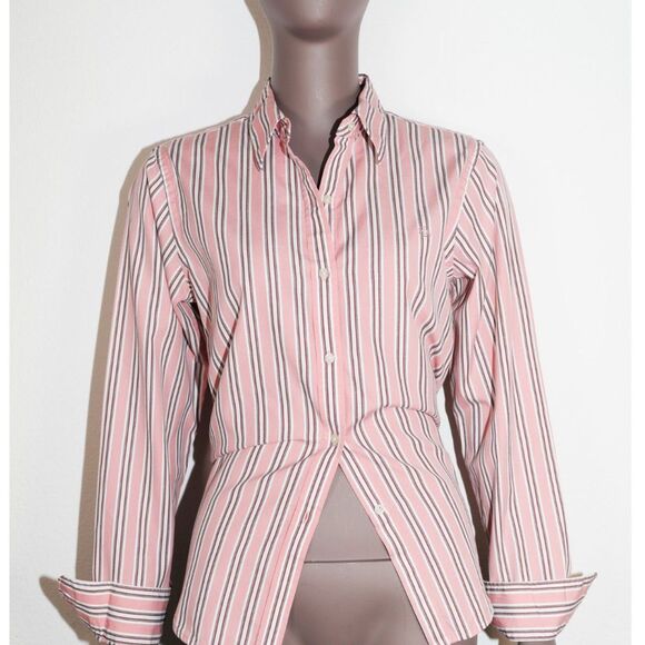 Ralph Lauren Pink Striped Long Sleeve Button Down Shirt Cotton Size Small - Picture 1 of 4